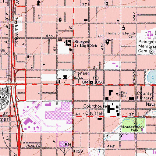 Topographic Map of Pioneer Park, CA