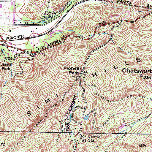 Topographic Map of Pioneer Pass, CA