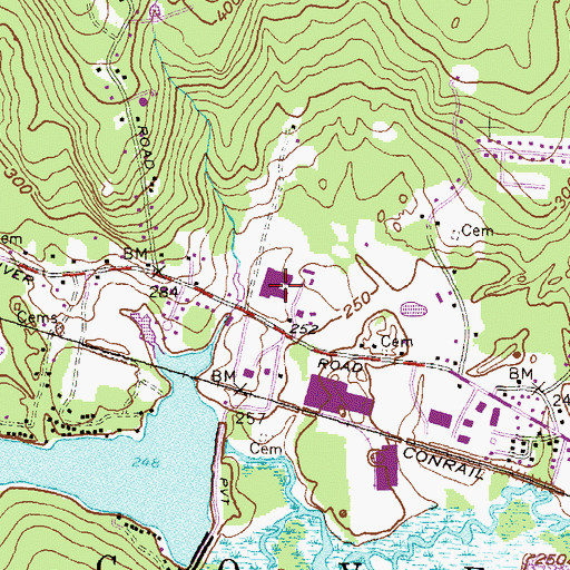Topographic Map of Flat Rock Middle School, RI