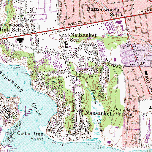 Topographic Map of Ivy League Preschool, RI
