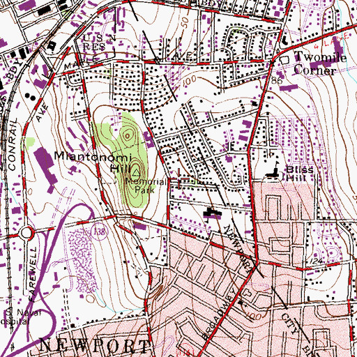 Topographic Map of James L Maher School, RI
