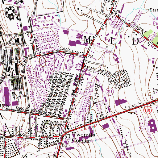 Topographic Map of John F Kennedy School, RI