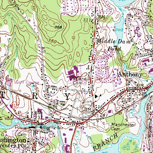 Topographic Map of Knotty Oak Middle School, RI
