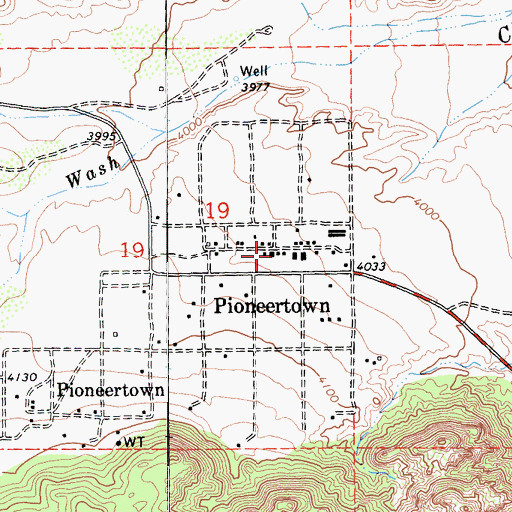 Topographic Map of Pioneertown, CA