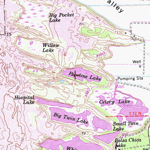 Topographic Map of Pipeline Lake, CA