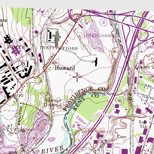 Topographic Map of New England Laborers-Cranston Construction Academy, RI
