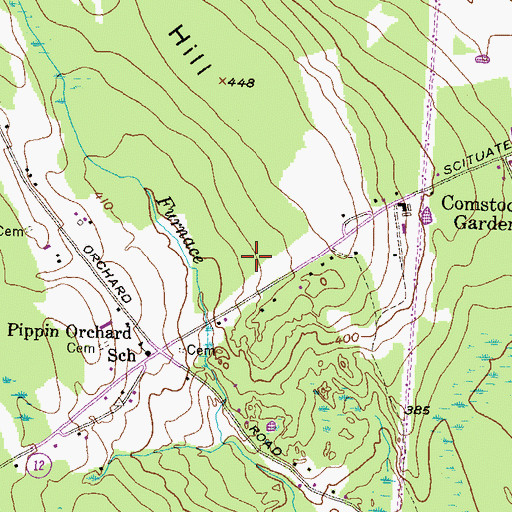Topographic Map of Orchard Farms Elementary School, RI