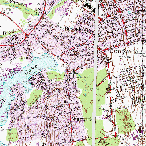 Topographic Map of Playschool of Warwick, RI