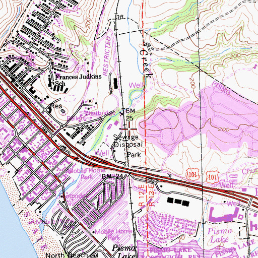 Topographic Map of Pismo Bench, CA