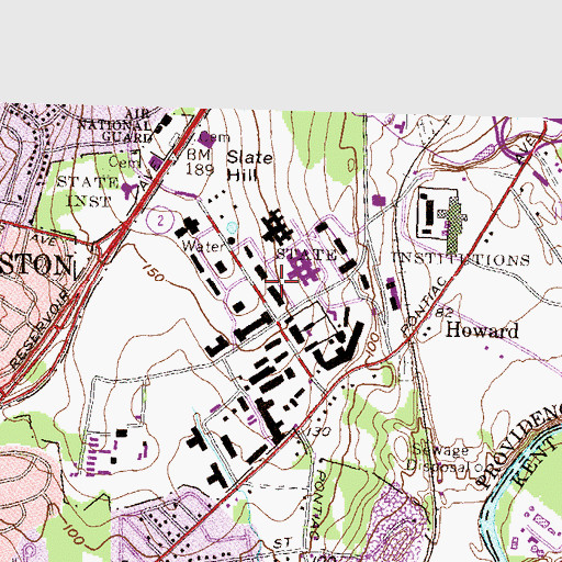 Topographic Map of Rhode Department of Corrections School, RI