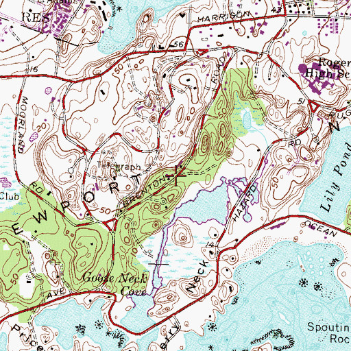 Topographic Map of Saint Joseph of Cluny Sisters School, RI