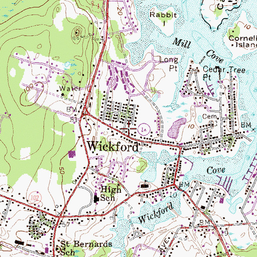 Topographic Map of Saint Pauls Nursery School, RI