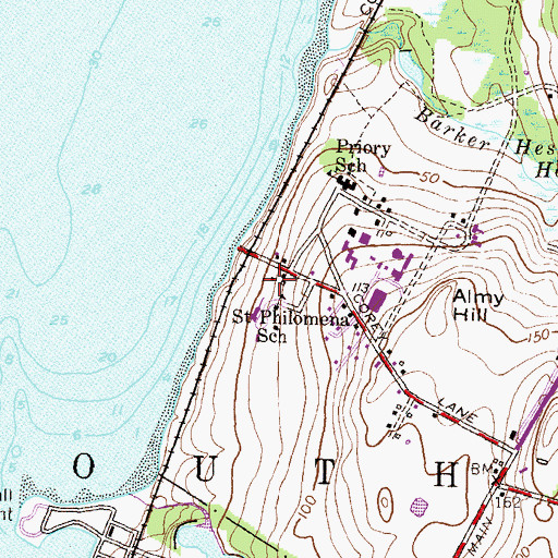 Topographic Map of Saint Philomena School, RI