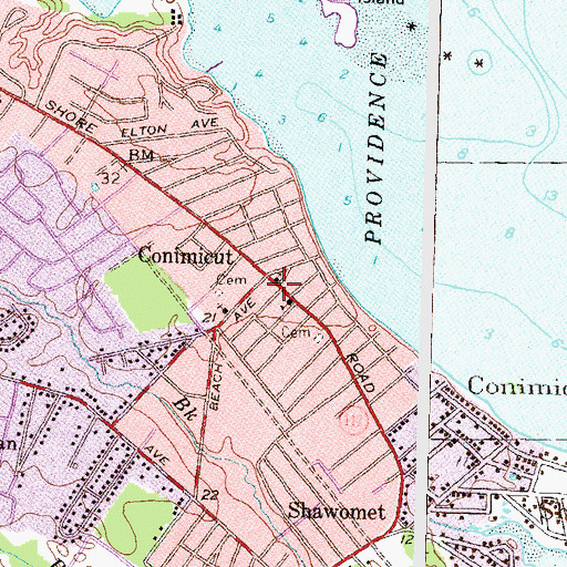 Topographic Map of Sand Castle Preschool, RI