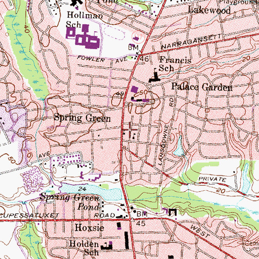 Topographic Map of Spring Green Preschool, RI