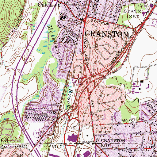 Topographic Map of Temple Sinai Nursery School, RI