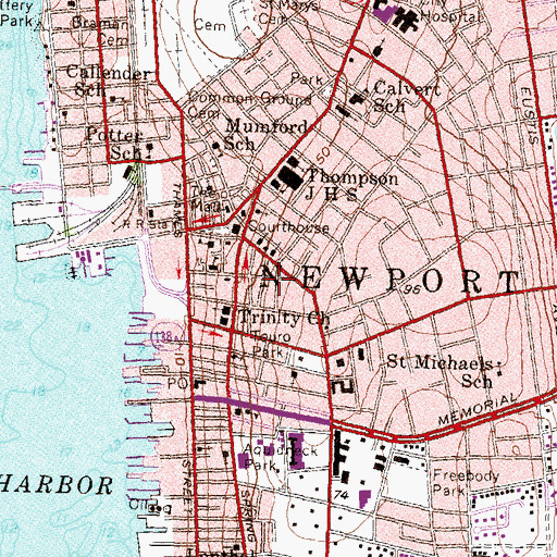 Topographic Map of Trinity School House (historical), RI
