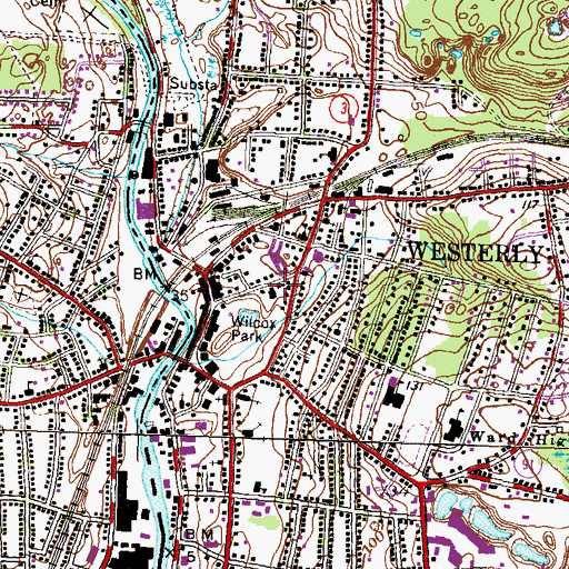 Topographic Map of Westerly-Pawcatuck YMCA Preschool, RI