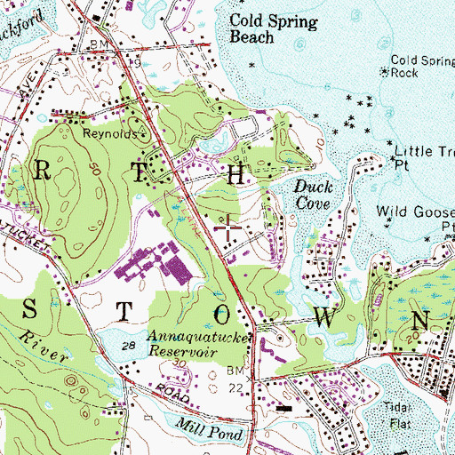 Topographic Map of Wickford Nursery School, RI