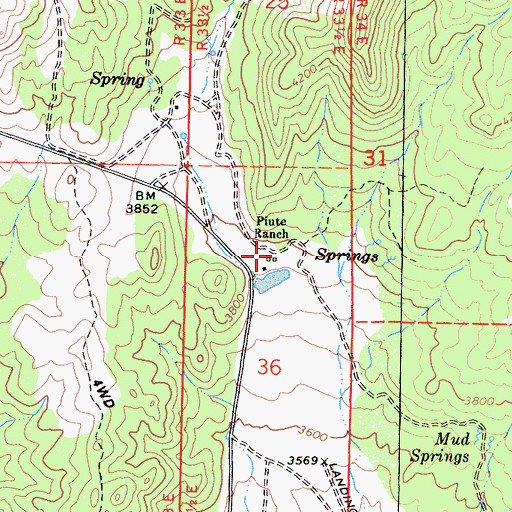 Topographic Map of Piute Ranch, CA