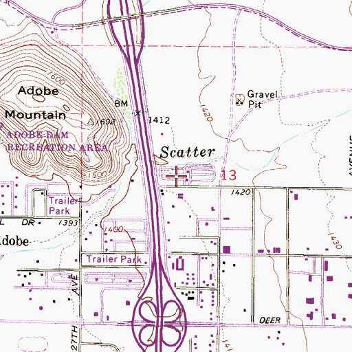 Topographic Map of Canyon Trails Mobile Home Park, AZ
