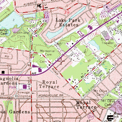 Topographic Map of Greater New Mount Lilla Baptist Church, FL