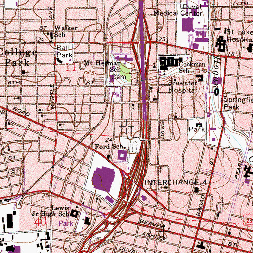 Topographic Map of Greater New Mount Zion Church, FL
