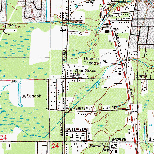 Topographic Map of Greater Zion Grove Baptist Church, FL