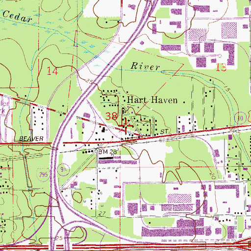 Topographic Map of Hart Haven Baptist Church, FL