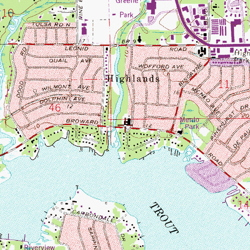Topographic Map of Highlands Baptist Church, FL