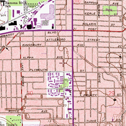 Topographic Map of Hillcrest Baptist Church, FL