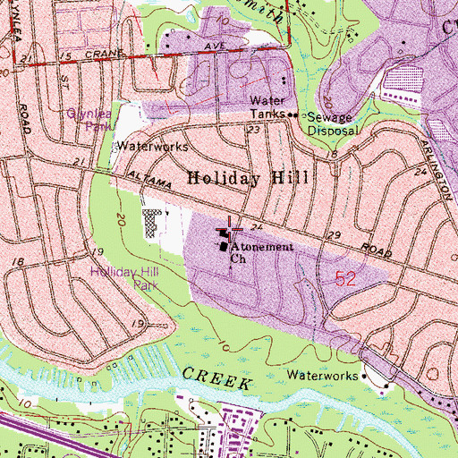 Topographic Map of Holiday Hill Baptist Church, FL