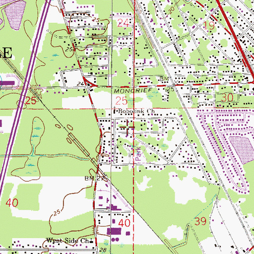 Topographic Map of Home Garden Baptist Church, FL