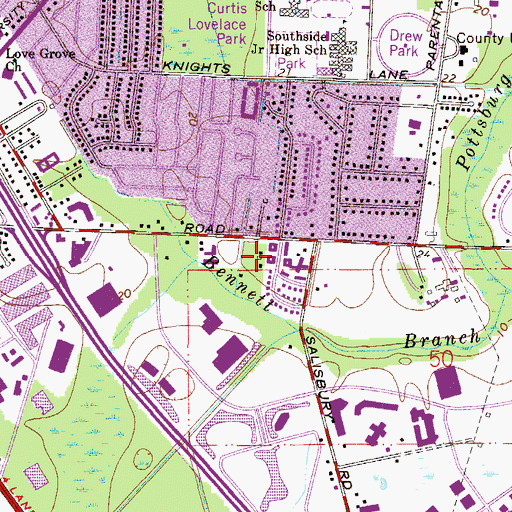 Topographic Map of Jacksonville Church of Christ, FL