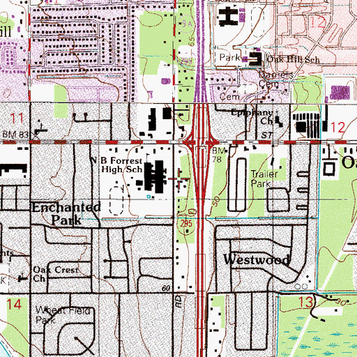 Topographic Map of Jacksonville Spanish Seventh Day Adventist Church, FL