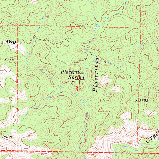 Topographic Map of Placeritas Spring, CA