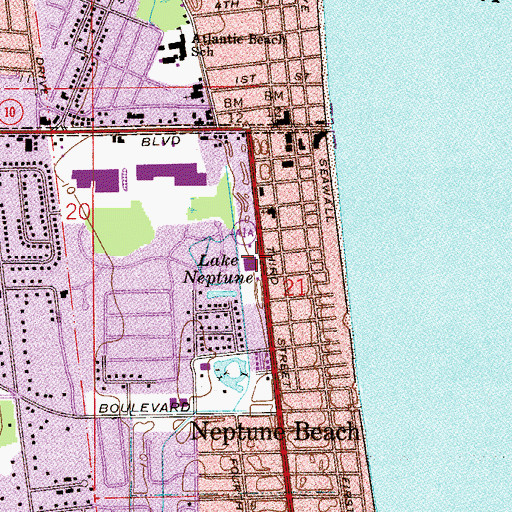 Topographic Map of Beaches Regional Library, FL
