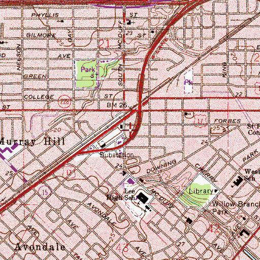 Topographic Map of Jacksonville Fire and Rescue Department Station 10, FL