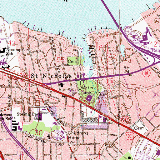 Topographic Map of Jacksonville Fire and Rescue Department Station 12, FL
