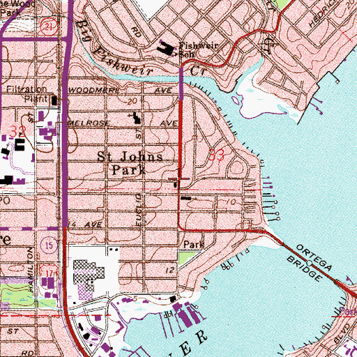 Topographic Map of Jacksonville Fire and Rescue Department Station 14, FL