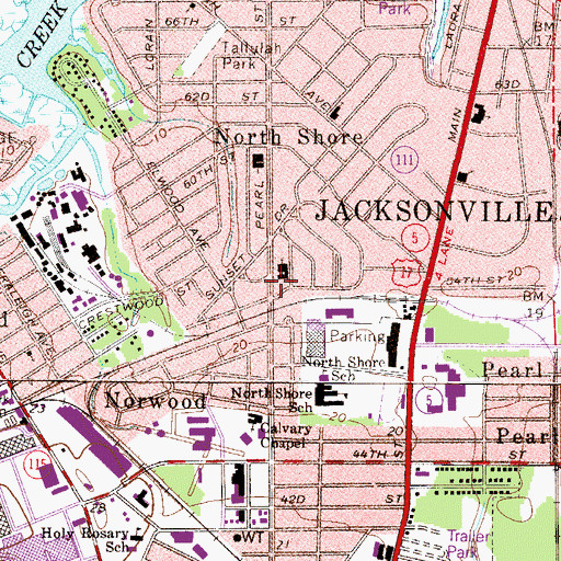 Topographic Map of Jacksonville Fire and Rescue Department Station 15, FL