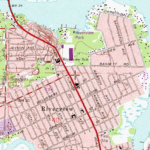 Topographic Map of Jacksonville Fire and Rescue Department Station 24, FL