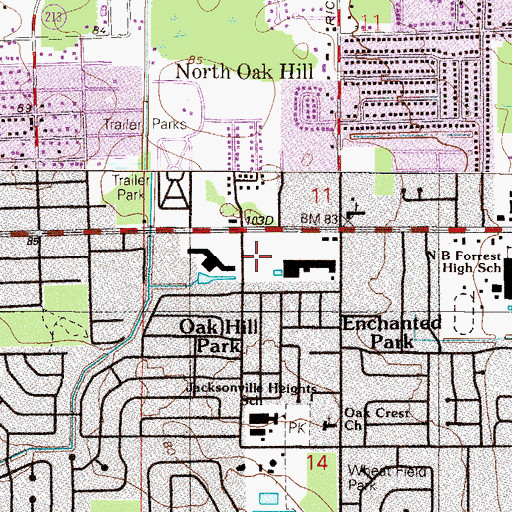 Topographic Map of Jacksonville Fire and Rescue Department Station 31, FL
