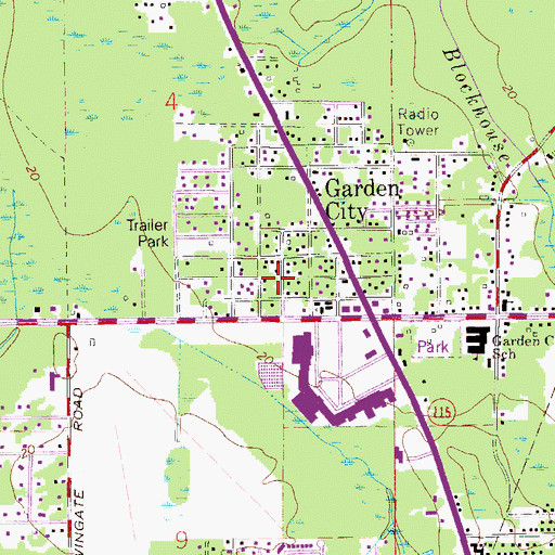 Topographic Map of Jacksonville Fire and Rescue Department Station 34, FL