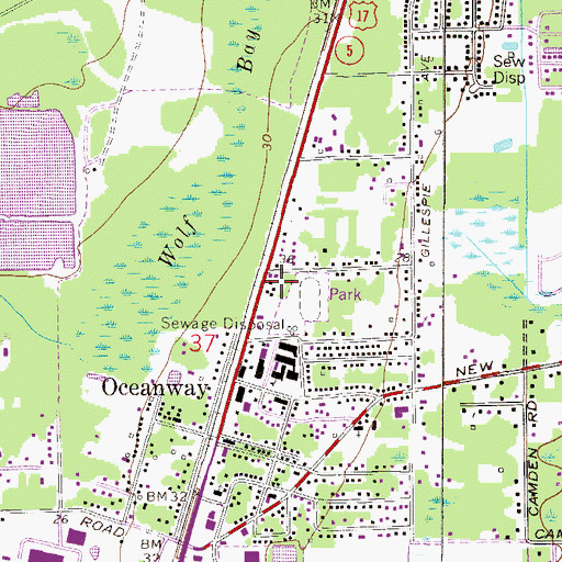 Topographic Map of Jacksonville Fire and Rescue Department Station 35, FL