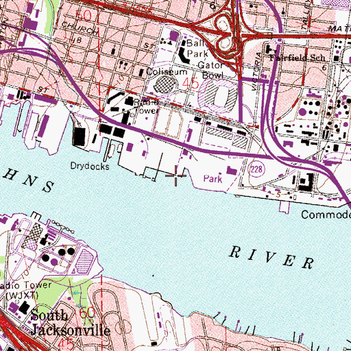 Topographic Map of Jacksonville Fire and Rescue Department Station 39 Marine 3, FL
