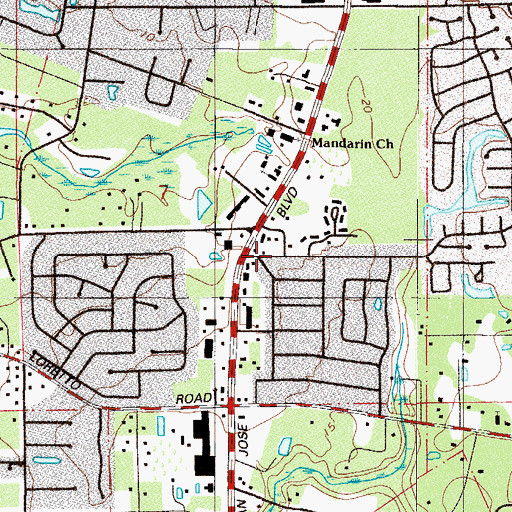 Topographic Map of Jacksonville Fire and Rescue Department Station 42, FL