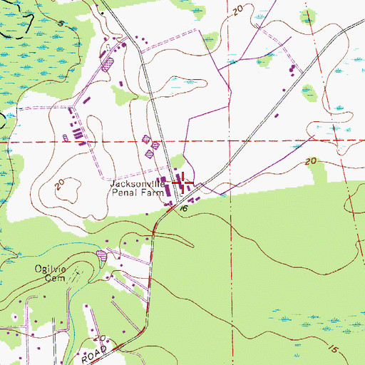 Topographic Map of Jacksonville Fire and Rescue Department Station 47, FL