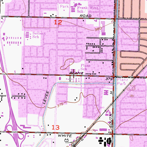 Topographic Map of Planz Elementary School, CA