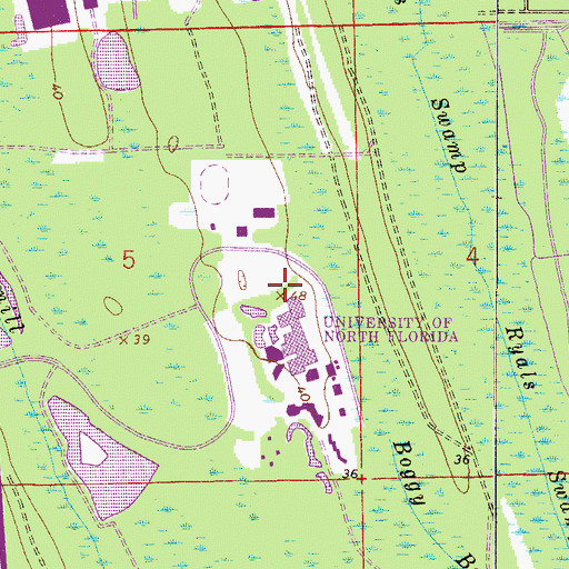 Topographic Map of J Brooks Brown Hall, FL
